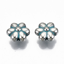 CCBプラスチックビーズ  花  ターコイズ  10.5x11.5x6mm  穴：1.2mm&nbsp;CCB-T011-113