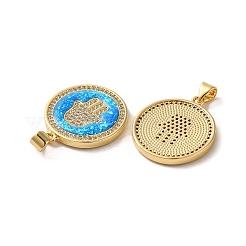 Латунь микропаве циркония с подвесками из синтетического опала&nbsp;KK-D096-15G