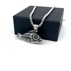 Винтажные панк-кулоны в виде рыбьей кости для мужчин из нержавеющей стали 304.&nbsp;MU8602