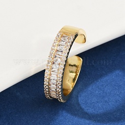 Bagues de manchette en laiton micro pavé de zircone cubique pour femmes&nbsp;RJEW-F182-01G