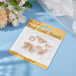 6 шт. латунные застежки с микропаве из прозрачного кубического циркония KK-BBC0018-85