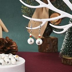 80шт 8 цвета рождественские непрозрачные стеклянные бусины&nbsp;EGLA-YW0001-03