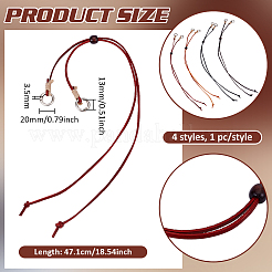 4 pièce 4 styles de cordon en cuir de vachette réglable pour chapeau&nbsp;HJEW-BC00102