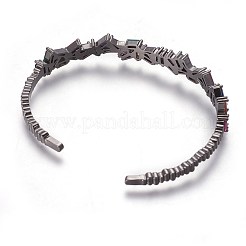 真鍮製カフバングル  キュービックジルコニア付き  ミックスカラー  2-1/4インチx1-3/4インチ（5.8x4.5cm）&nbsp;BJEW-P245-01