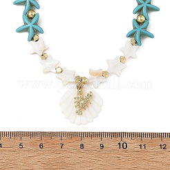 Collares de verano para mujer con colgante de estrella de mar&nbsp;NJEW-JN06506-01