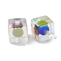 UVメッキレインボー虹色アクリルビーズ  二層ビーズ  多面カット  キューブ  12x12x12mm  穴：2.5mm&nbsp;OACR-H112-20D