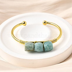 Браслеты-манжеты из натуральных бусин амазонита для женщин&nbsp;BJEW-Q035-01G-01