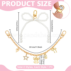 Chaîne de câble en alliage avec breloque étoile/nœud papillon/cœur pour sac&nbsp;HJEW-PH02313