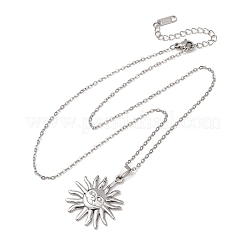 Colliers à pendentif soleil en acier inoxydable 304 avec chaîne câble pour hommes et femmes&nbsp;NJEW-K308-04E-P