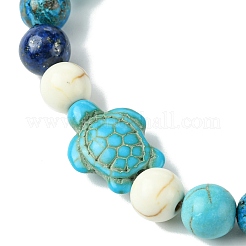 Bracciali sintetici turchesi tinti con tartaruga da spiaggia estiva&nbsp;BJEW-JB10896-01