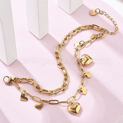 Многорядные браслеты с подвесками из нержавеющей стали 304 BJEW-C089-02G