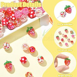 45 Stück 9 Stile Kunststoff runde Perle & Acryl Perlen Erdbeere Kits&nbsp;MACR-CJ0002-46