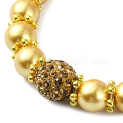 女性用ガラスイミテーションパールビーズブレスレット  ゴールド  7-1/8インチ（18cm）&nbsp;BJEW-JB10034-05