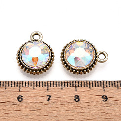 K5ガラスチャーム  フラットラウンド  多面カット  合金パーツ  ライトゴールド  紺碧  17~17.7x14x5.2~6mm  穴：2mm&nbsp;PALLOY-T090-43KCG-13