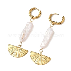 Orecchini pendenti a ventaglio con perle barocche naturali&nbsp;EJEW-JE07455