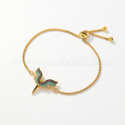 Браслеты-слайдеры с подвесками в виде крыльев богини из латуни с кубическим цирконием для женщин&nbsp;FS4700