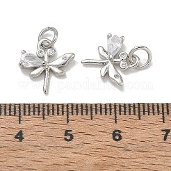 Micro pavé de latón con circonita cúbica transparente y dijes de vidrio.&nbsp;CU-CBA6E4E-16P