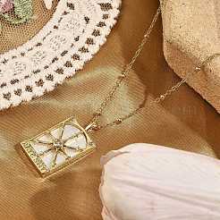 Латунные кубического циркония кулон ожерелья&nbsp;LS-NJEW-H051-01G-02