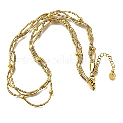 Ожерелья из 3-рядной круглой плетеной цепочки-змейки из нержавеющей стали 304 для женщин NJEW-M098-04G