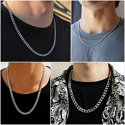 Collier chaîne cubaine en acier inoxydable 304 (1 pièce) pour homme et femme&nbsp;NJEW-BM0001-08D
