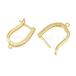 Micropave de latón claro fornituras de aretes de aro de circonio cúbico&nbsp;KK-K340-37G