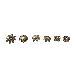 チベット風合金ビーズキャップ  マルチ花弁  アンティークブロンズ  8x2cm&nbsp;TIBE-JP0003-03AB