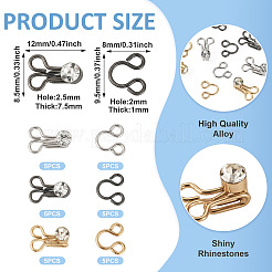 15 комплект двухцветных застежек-крючков со стразами из сплава FIND-TA0006-54