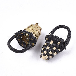 Ciondoli intrecciati a mano canna / rattan intrecciati&nbsp;WOVE-T006-090B