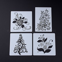 Plantilla de dibujo de mascota, plantillas reutilizables para papel pared tela piso muebles lienzo madera, patrón de flores, blanco, 15x15x0.01 cm