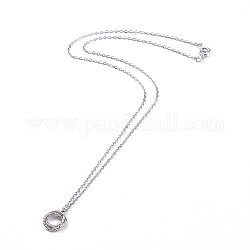 Collier avec pendentif, avec chaîne de câble en laiton et anneau de torsion en fer, platine, 18.1 pouce (46 cm)