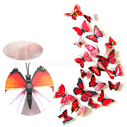 Artificial Plastic Butterfly Decorations, with Adhesive Sticker and Magnet, for Fridge Magnets or Wall Decorations, Red, 160x135x10mm