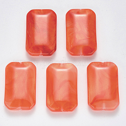 Perlas de acrílico de piedras preciosas de imitación, con polvo del brillo, facetados, Rectángulo, tomate, 39.5x24.5x9mm, agujero: 2 mm, aproximamente 70 unidades / 500 g