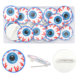 Ahadermaker 20 pièces globe oculaire acrylique badges broche épingles, jolie épinglette, pour vêtements bricolage artisanat, blanc, bleu, 38x7.5mm