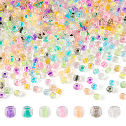 Pandahall 10 busta di perline rotonde in vetro, colori all'interno, rondelle, colore misto, 3x2mm, Foro: 1 mm
