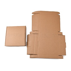 Scatola di piegare la carta kraft, quadrato, scatola di cartone, caselle postali, Burlywood, 47.2x32.2x0.2cm, prodotto finito: 19x19x3 cm