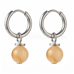 Natürliche Topas-Jade-Perlen-Ohrringe für Mädchen-Frauen-Geschenk, 202 Stahl huggie Creolen Edelstahl, 25.5 mm, Stift: 1 mm