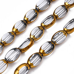 Chapelets de perles en verre électroplaqué, bord plaqué, ovale, clair, 7x4.5x4mm, Trou: 0.8mm, Environ 50 pcs/chapelet, 13.07~13.15 pouce (33.2~33.4 cm)