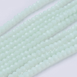 Chapelets de perle en verre opaque de couleur unie, jade d'imitation, facette, rondelle, miellat, 3x2mm, Trou: 0.8mm, Environ 185~190 pcs/chapelet, 14.9~17.3 pouce (38~44 cm)