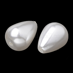Fili di perle finte di plastica ecologica, grande lucentezza, grado a, lacrima, bianco, 12.5~13x8mm, Foro: 1.5 mm, circa 90pcs/filo, 46 pollice