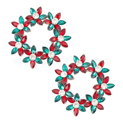 2 Stück Legierungs-Strass-Blumen-Schuhdekorationen, abnehmbare Schuhschnallenclips, Ring, 60.5x62x9 mm