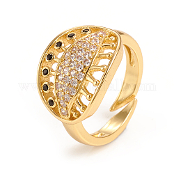Anelli per polsini in zirconi cubici in ottone regolabili, anelli aperti, occhio, oro, formato 6, diametro interno: 16mm