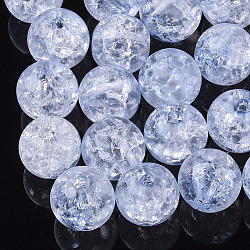 Perles en acrylique transparentes craquelées, ronde, bleuet, 10mm, Trou: 2mm