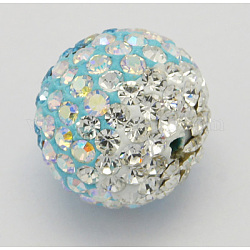 Abalorios de cristal austriaco, pavimentar bolas de bolas, con arcilla polimérica en el interior, redondo, 101 _crystal + ab & 001 _crystal, 12mm