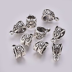 Tibetan Style Tube Bails, Loop Bails, Bail Beads, Antique Silver Color, about 7.5mm wide, 13.5mm long, hole: 1.5mm