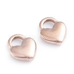 Ion Plating(IP) 304 Stainless Steel Charms, Heart Lock, Rose Gold, 10.5x9x2.5mm, Hole: 3x3.5mm