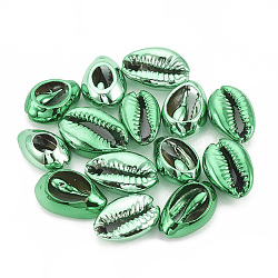 Galvanisierte natürliche Kaurimuschel Perlen, ungebohrt / keine Lochperlen, grün, 17~21x11~14x6~8 mm