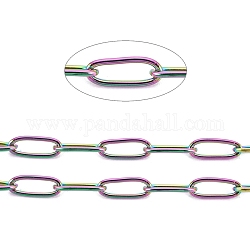Placage ionique (ip) 304 chaînes de trombones en acier inoxydable, soudé, avec bobine, couleur arc en ciel, 4.8x2.5x0.5mm, environ 32.8 pied (10 m)/rouleau