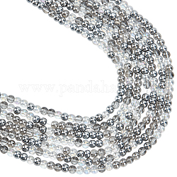 Beebeecraft 8 brins de perles de verre électrolytiques transparentes, de couleur plaquée ab , ronde, grises , 4~4.5mm, Trou: 0.9mm, Environ 100 pcs/chapelet, 14.96'' (38 cm)