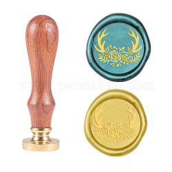 CRASPIRE Wax Seal Stamp Antlers, Vintage Sealing Stamp Deer 25mm Replaceable Brass Head with Wood Handle for Christmas Envelope Cards Craft Gift Decoration