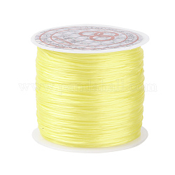 Cuerda de cristal elástica plana, Hilo de cuentas elástico, para hacer la pulsera elástica, amarillo, 0.8mm, 60 m / rollo